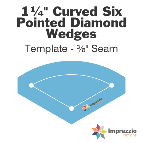 1¼" Curved Six Pointed Diamond Wedge Template - ⅜" Seam