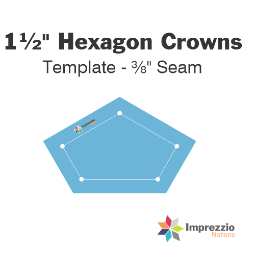 1½" Hexagon Crown Template - ⅜" Seam