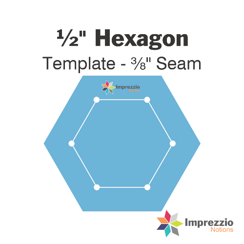 ½" Hexagon Template - ⅜" Seam
