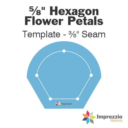 ⅝" Hexagon Flower Petal Template - ⅜" Seam