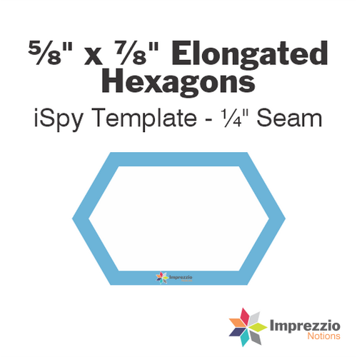 ⅝" x ⅞" Elongated Hexagon iSpy Template - ¼" Seam