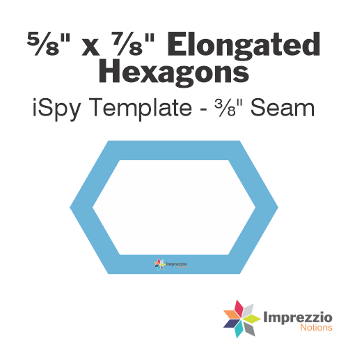 ⅝" x ⅞" Elongated Hexagon iSpy Template - ⅜" Seam