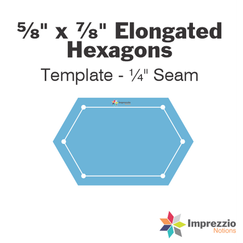 ⅝" x ⅞" Elongated Hexagon Template - ¼" Seam