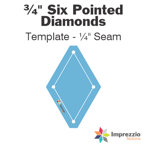 ¾" Six Pointed Diamond Template - ¼" Seam