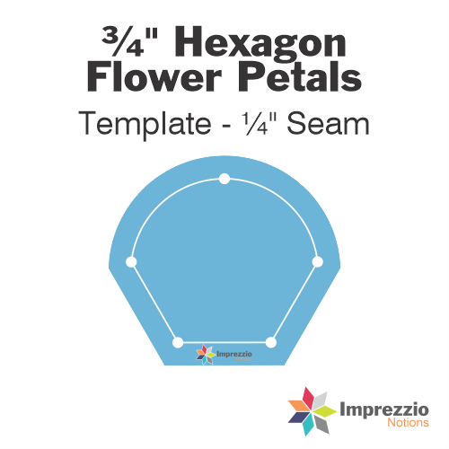 ¾" Hexagon Flower Petal Template - ¼" Seam