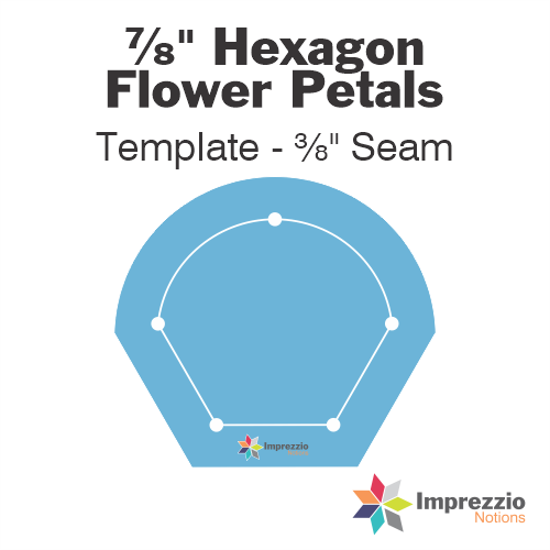 ⅞" Hexagon Flower Petal Template - ⅜" Seam