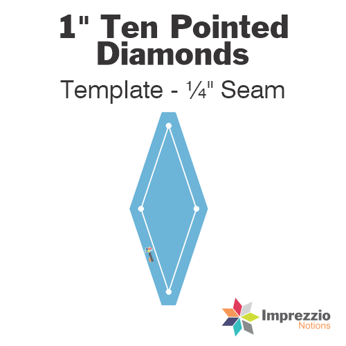 1" Ten Pointed Diamond Template - ¼" Seam