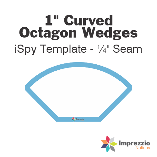 1" Curved Octagon Wedge iSpy Template - ¼" Seam