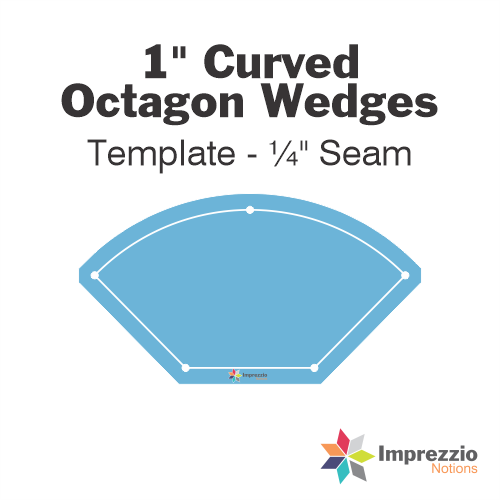 1" Curved Octagon Wedge Template - ¼" Seam