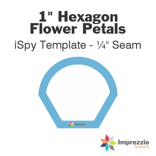 1" Hexagon Flower Petal iSpy Template - ¼" Seam