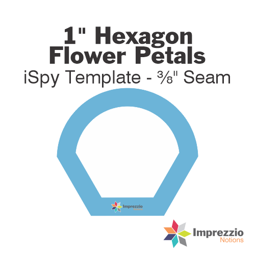 1" Hexagon Flower Petal iSpy Template - ⅜" Seam