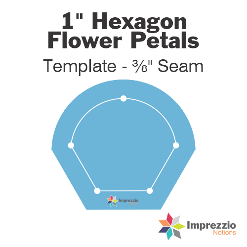 1" Hexagon Flower Petal Template - ⅜" Seam