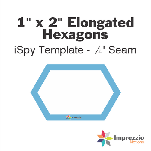 1" x 2" Elongated Hexagon iSpy Template - ¼" Seam