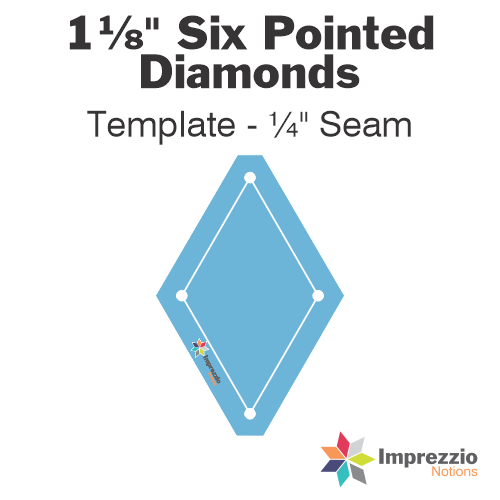 1⅛" Six Pointed Diamond Template - ¼" Seam