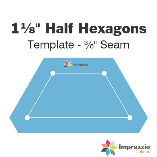 1⅛" Half Hexagon Template - ⅜" Seam
