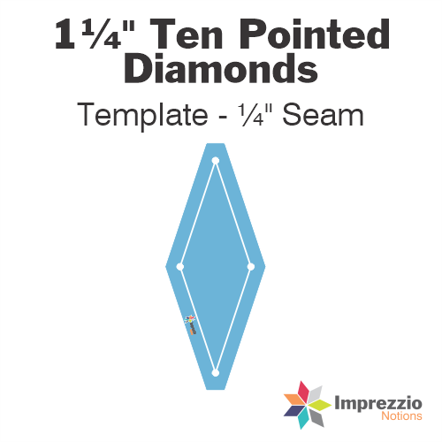 1¼" Ten Pointed Diamond Template - ¼" Seam