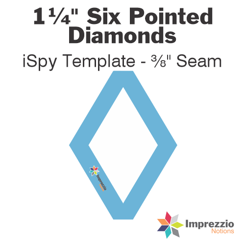 1¼" Six Pointed Diamond iSpy Template - ⅜" Seam