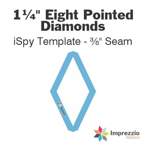1¼" Eight Pointed Diamond iSpy Template - ⅜" Seam