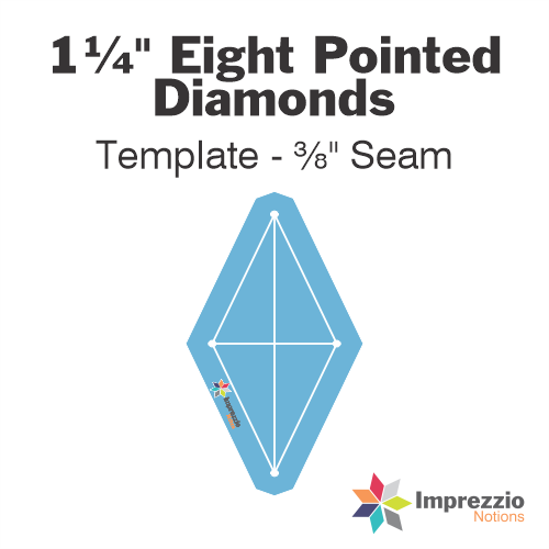 1¼" Eight Pointed Diamonds Template - ⅜" Seam