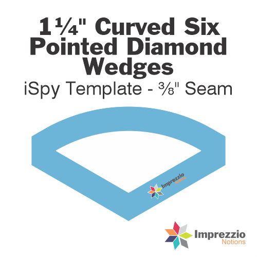 1¼" Curved Six Pointed Diamond Wedge iSpy Template - ⅜" Seam