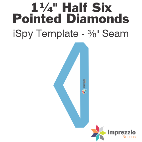 1¼" Half Six Pointed Diamond iSpy Template - ⅜" Seam