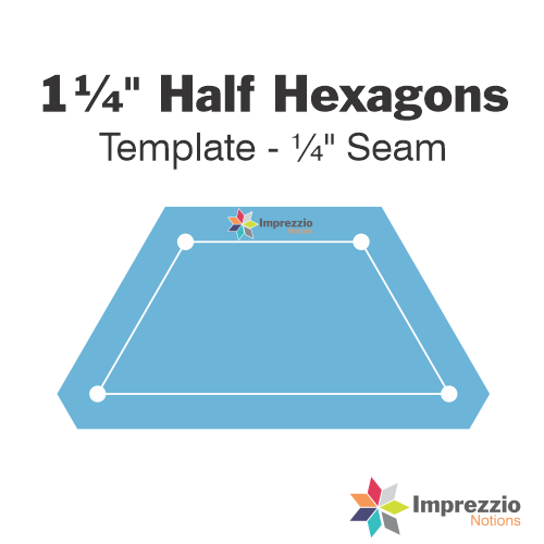 1¼" Half Hexagon Template - ¼" Seam 