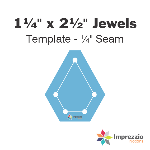1¼" x 2½" Jewel Template - ¼" Seam