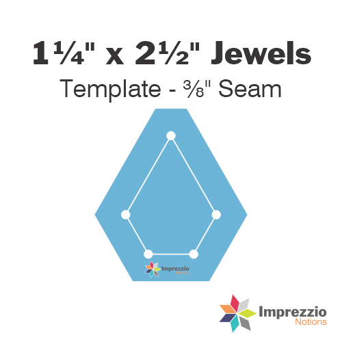 1¼" x 2½" Jewel Template - ⅜" Seam