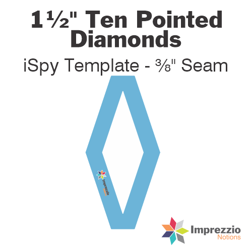 1½" Ten Pointed Diamond iSpy Template -  ⅜" Seam