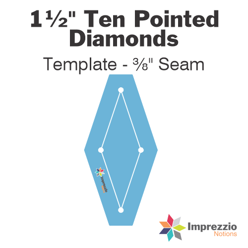 1½" Ten Pointed Diamond Template - ⅜" Seam