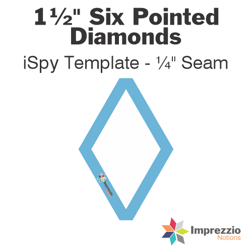 1½" Six Pointed Diamond iSpy Template - ¼" Seam