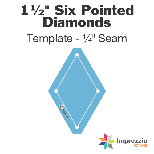 1½" Six Pointed Diamond Template - ¼" Seam