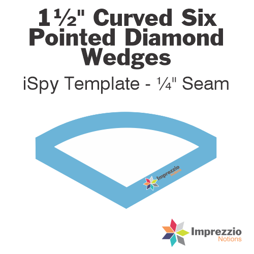1½" Curved Six Pointed Diamond Wedge iSpy Template - ¼" Seam