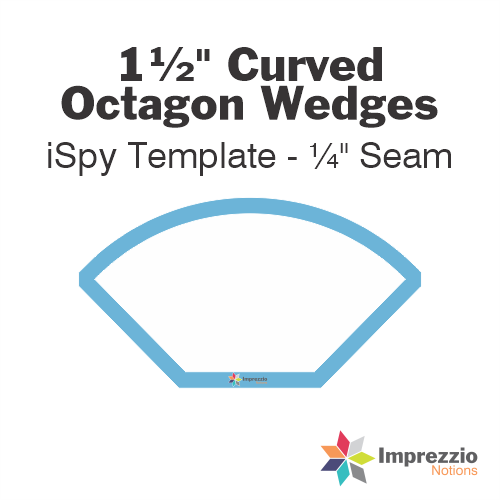 1½" Curved Octagon Wedge iSpy Template - ¼" Seam