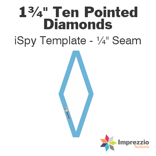 1¾" Ten Pointed Diamond iSpy Template - ¼" Seam