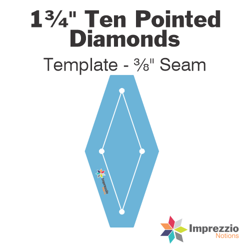 1¾" Ten Pointed Diamond Template - ⅜" Seam