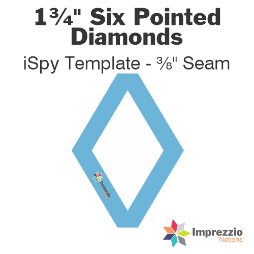 1¾" Six Pointed Diamond iSpy Template - ⅜" Seam