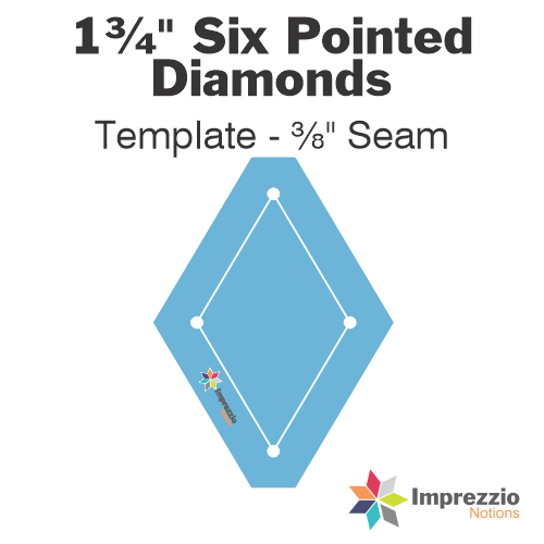 1¾" Six Pointed Diamond Template - ⅜" Seam