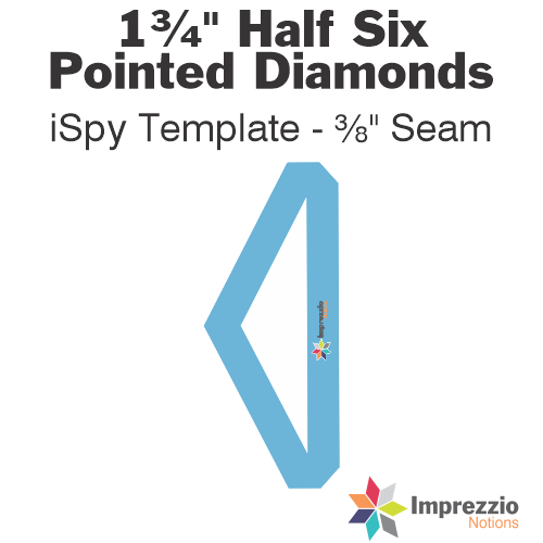 1¾" Half Six Pointed Diamond iSpy Template - ⅜" Seam