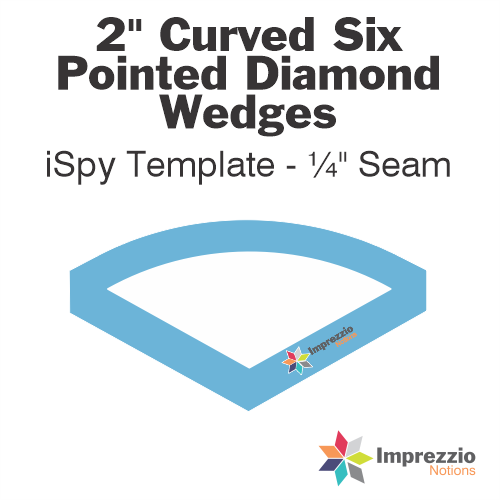2" Curved Six Pointed Diamond Wedge iSpy Template - ¼" Seam