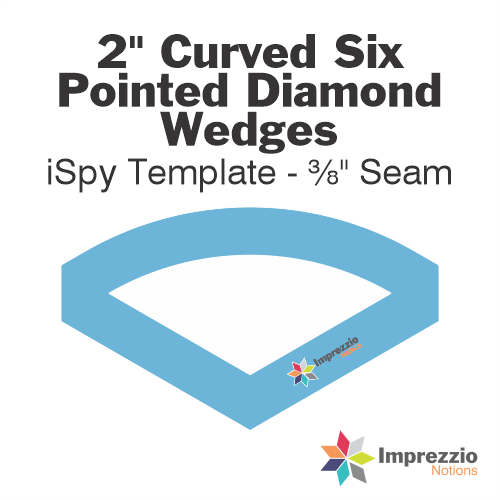 2" Curved Six Pointed Diamond Wedge iSpy Template - ⅜" Seam