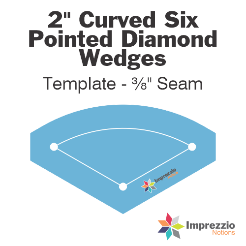 2" Curved Six Pointed Diamond Wedge Template - ⅜" Seam