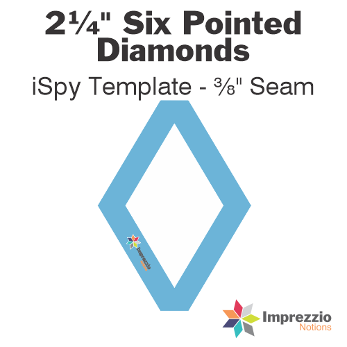 2¼" Six Pointed Diamond iSpy Template - ⅜" Seam