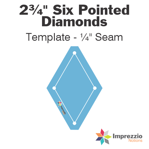 2¾" Six Pointed Diamond Template - ¼" Seam