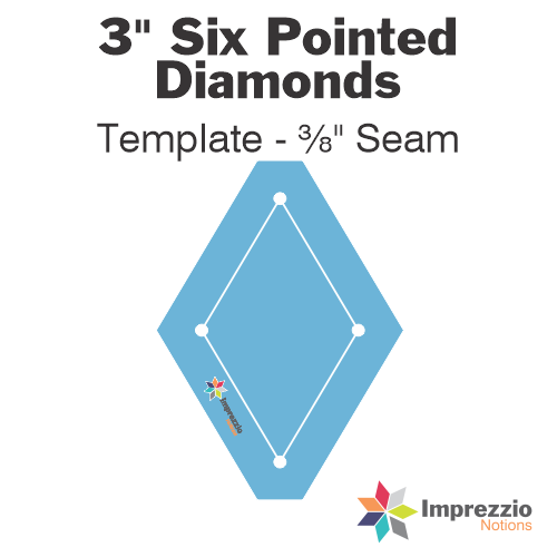 3" Six Pointed Diamond Template - ⅜" Seam