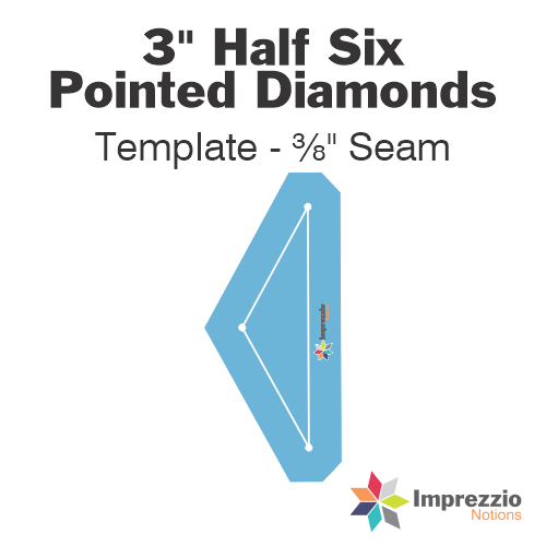 3" Half Six Pointed Diamond Template - ⅜" Seam