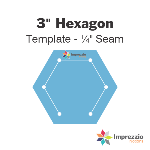 3" Hexagon Template - ¼" Seam