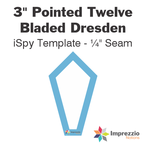 3" Pointed Twelve Bladed Dresden iSpy Template - ¼" Seam