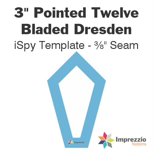 3" Pointed Twelve Bladed Dresden iSpy Template - ⅜" Seam