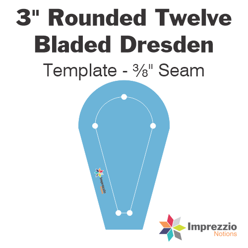 3" Rounded Twelve Bladed Dresden Template - ⅜" Seam